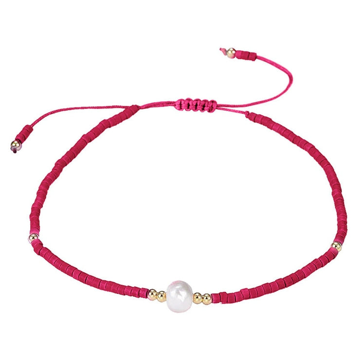Wit zoetwater parel armband met rode kraaltje | Mini Pearl One Red Color