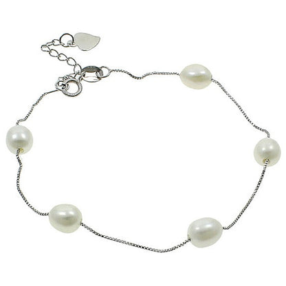 Wit zoetwater parel armband, minimalistisch | Pearl Chain