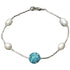 Wit zoetwater parel armband met blauwe stras steentjes | Pearl Stras Ball Aqua