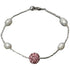 Wit zoetwater parel armband met roze stras steentjes | Pearl Stras Ball Pink