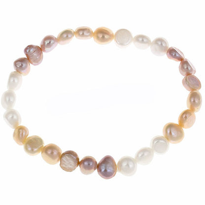 Zoetwater parel armband met witte, zalm en roze parels, bovenaanzicht | Pearl Trio Soft Colors