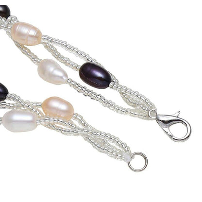 Slotje van Zoetwater parel armband met witte, zalm en zwarte parels | Twine Pearl Multi Color Two
