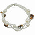 Wit zoetwater parel armband met bruine edelsteen tijgeroog | Twine Pearl Tiger Eye