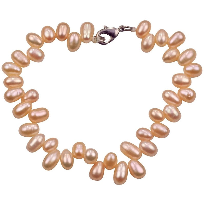 Zoetwater parel armband met zalm kleurige parels en sterling zilver | Zamia