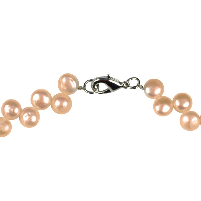 Slotje van zoetwater parel armband met zalm kleurige parels en sterling zilver (925) | Zanty