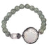 Wit zoetwater parel armband met labradoriet en stras steentjes, elastisch | Bright Labradorite Coin Pearl