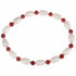 Wit zoetwater parel armband met rood koraal, elastisch | Claudine