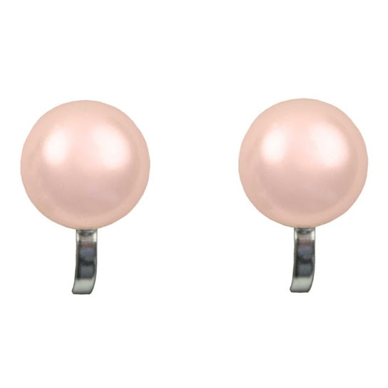 Zoetwater parel clips oorbellen met zalm kleurige parels, vooraanzicht | Clip Pearl Peach