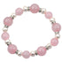 Wit zoetwater parel armband met roze edelstenen rozenkwart en stras steentjes , elastisch | Bling Paerl W Rose Quartz