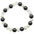 Zoetwater parel armband met zwarte agaat, elastisch | Pearl Black Agate