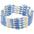 Wit zoetwater parel armband met blauwe magnetiet stenen, opgerold tot armband | Wrap Magnetite Blue Pearl