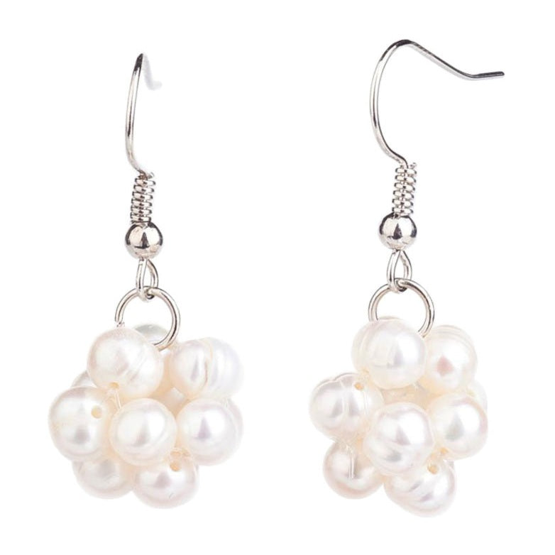 Witte zoetwater parel oorbellen met witte parel bol En sterling zilver (925) | Ballina