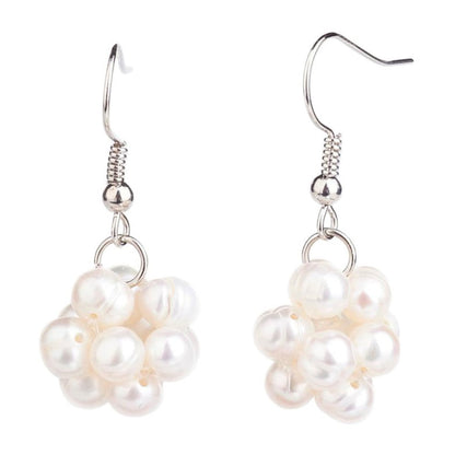 Witte zoetwater parel oorbellen met witte parel bol En sterling zilver (925) | Ballina