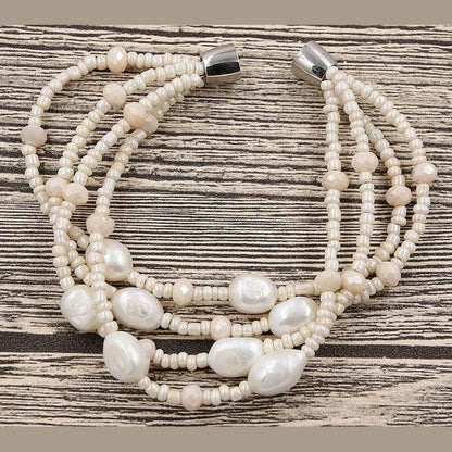 Wit zoetwater parel armband met magneetslot, vooraanzicht | Shalina White