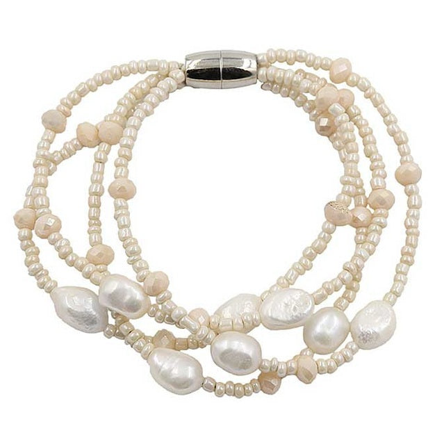 Wit zoetwater parel armband met magneetslot | Shalina White