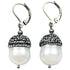Zoetwater parel oorbellen met witte parel, stras steentjes en sterling zilver 925 | Bling Pearl Big Nuts