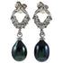 Zwarte zoetwater parel oorbellen met stras steentjes | Bling Pearl Heart B