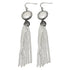 Lange witte parel oorbellen met stras steentjes en sterling zilver (925) | Bright Coin Pearl White Crystal Tassel