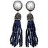 Lange zoetwater parel oorbellen met witte parels en blauw kristallen kwastje | Bright Pearl Blue Crystal Tassel