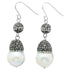 Witte parel oorbellen met stras steentjes en sterling zilver (925 |  Bright Paerl Dangling Nut