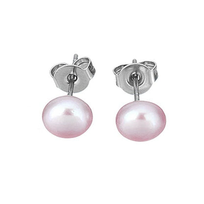 Zoetwater parel oorknopjes met roze parels en edelstaal | Brit P 