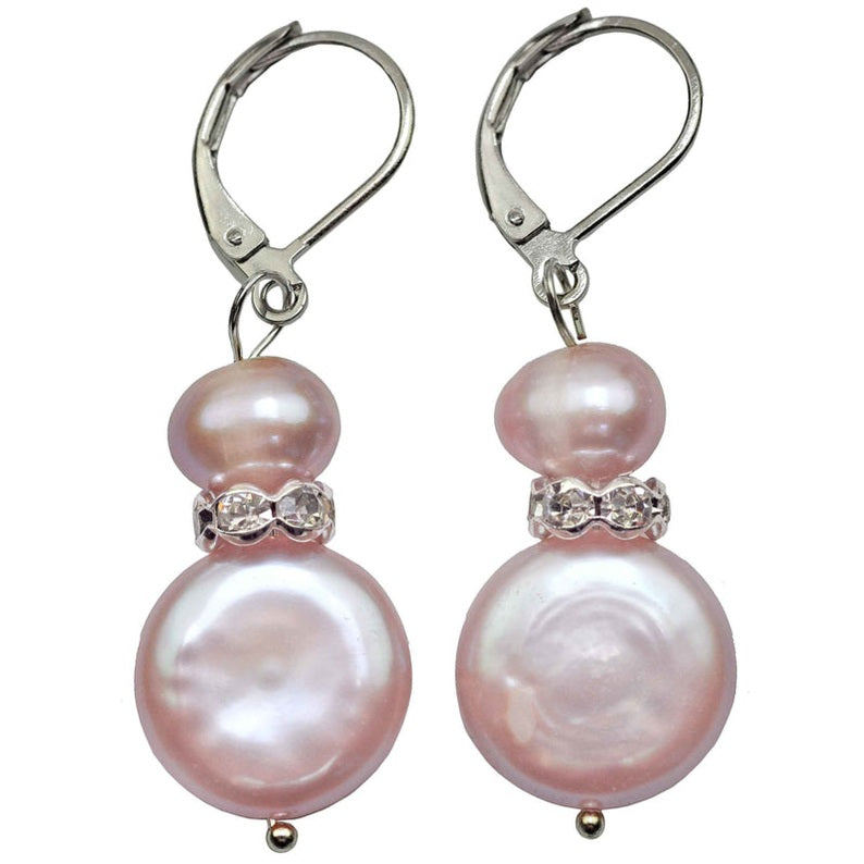 Roze zoetwater parel oorbellen met sterling zilver (925) | Conny Bling Pink
