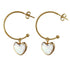 Grote zoetwater parel oorringen met wit parel hart en goud edelstaal | Golden Hope 25 mm Heart White Pearl 