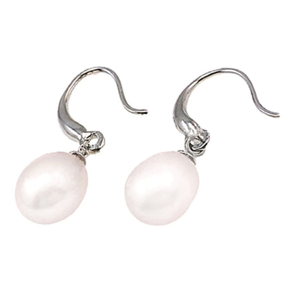 Witte zoetwater parel oorbellen, oorbel hangers | Maureen W