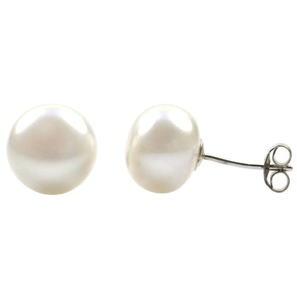 Grote witte zoetwater parel oorknoppen | Maza