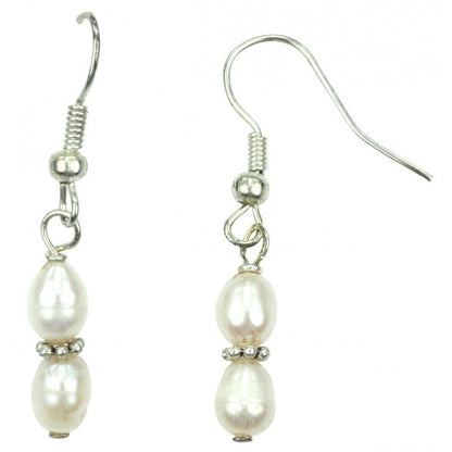 Witte zoetwater parel oorbellen met sterling zilver (925) | Mini