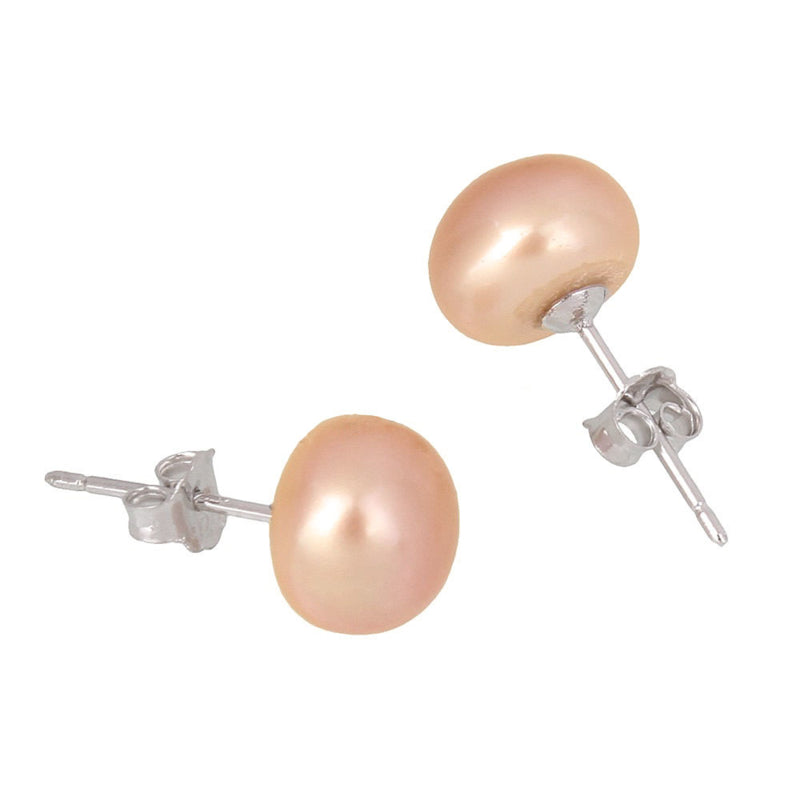 Zoetwater parel oorknopjes met oranje parels, voor en achterkant | Orange Eye