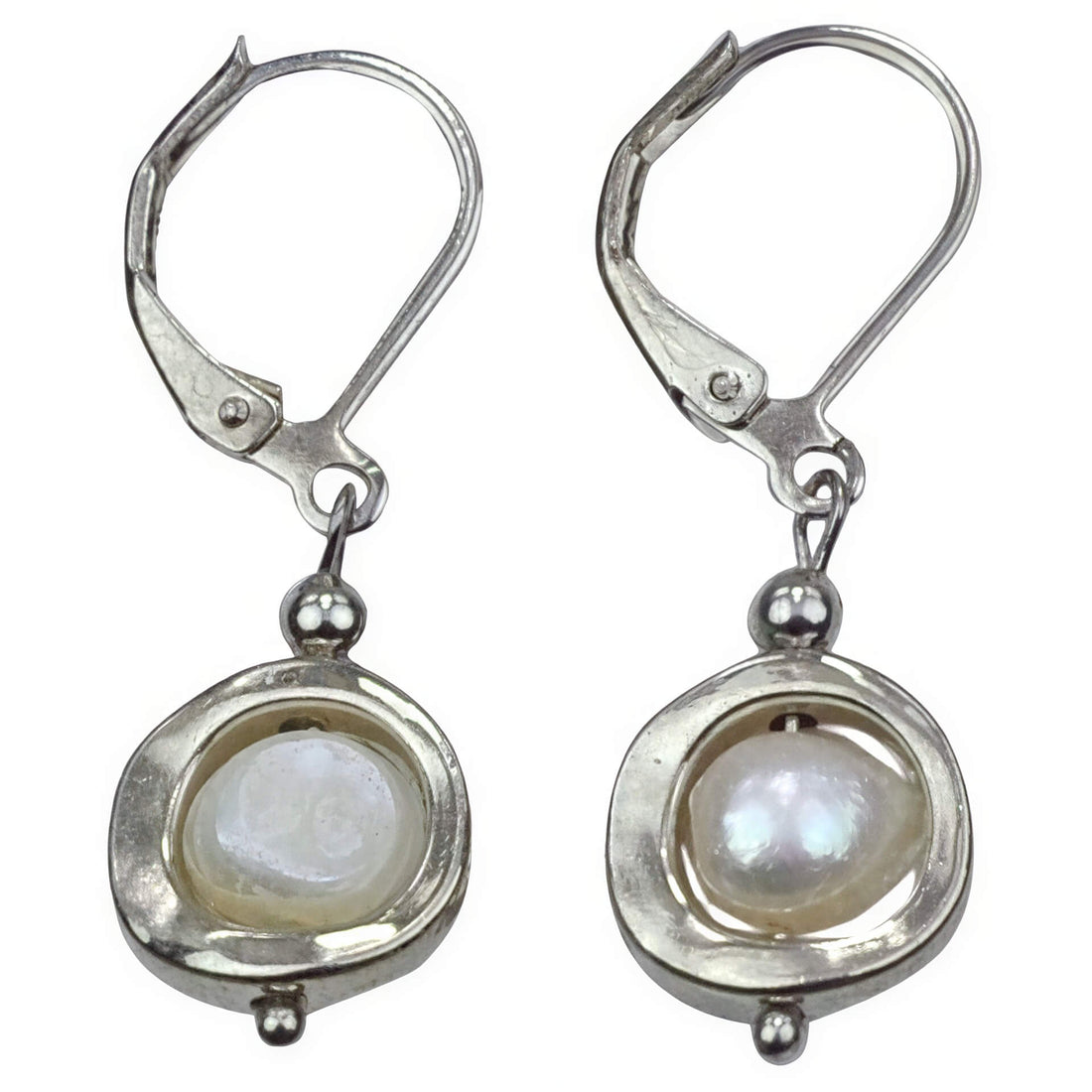 Zoetwater parel oorbellen met witte parels | set Pearl Geometric