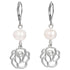 Zoetwater parel oorbellen met witte parel en zilver edelstalen bloem | Pearl Metal Flower