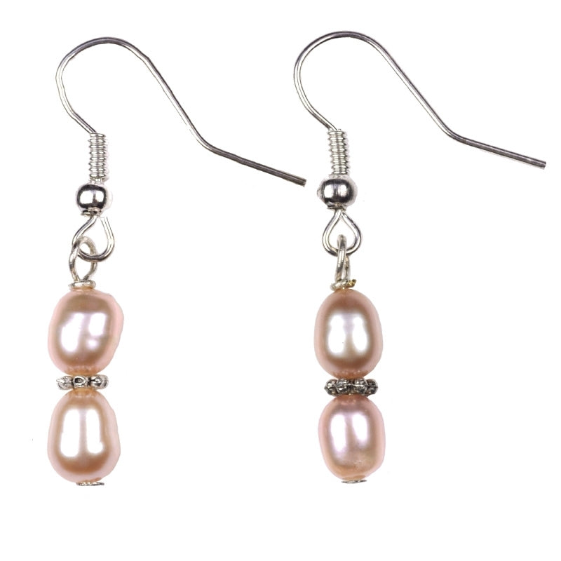 Zoetwater parel oorbellen met roze parels en sterling zilver (925) | Pini