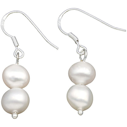 Zoetwater parel oorbellen met witte barok parels en sterling zilver | Wealca Two