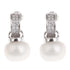 Witte zoetwater parel oorbellen met stras steentjes, witte parel oorstekers met stras steentjes | Zirca Big W