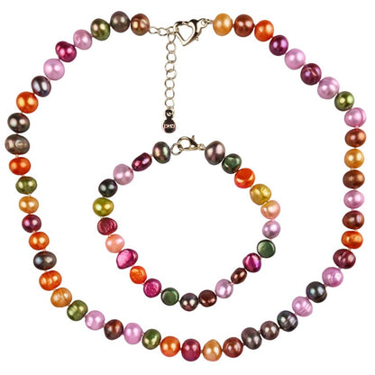 Zoetwater parel set bestaande uit parelketting en parel armband in veel kleurtjes | set Decorative Bold