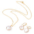 Witte zoetwater parel set bestaande uit een parelketting en parel oorbellen | White Coin Pearl Gold Small
