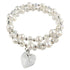 Wit zoetwater parel wikkel armband met kristallen hartje | Wrap Pearl Crystal Heart