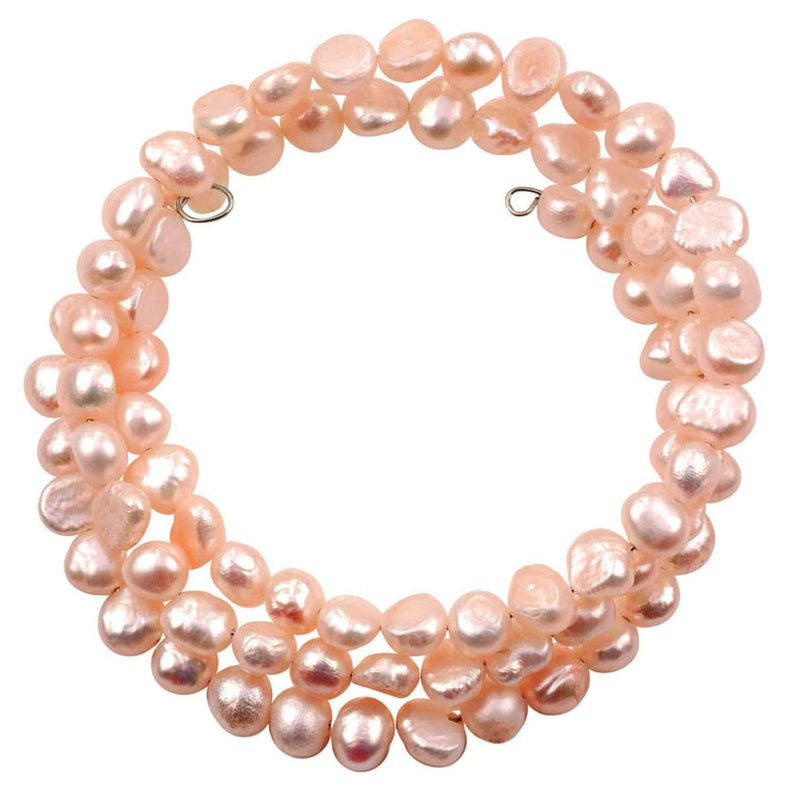 Zoetwater parel wikkel armband met zalm kleurige parels | Zen Peach
