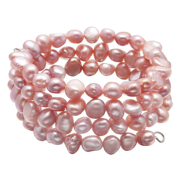Zoetwater parel wikkel armband met roze parels, zijaanzicht | Zen Rose