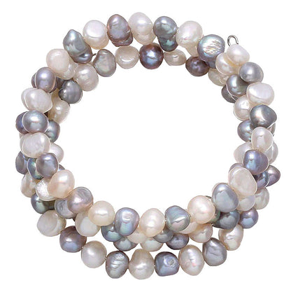 Zoetwater parel armband met witte en grijze parels | Zen White Grey