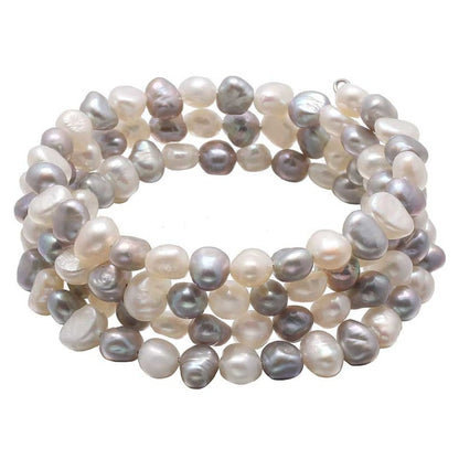 Zoetwater parel armband met witte en grijze parels, zijkant | Zen White Grey