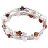 Wit zoetwater parel wikkelarmband met bruine agaat | Wrap Pearl Brown Striped Agate