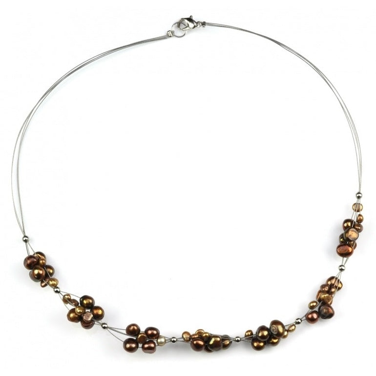 Zoetwater parelketting met bruine parels en sterling zilver (925) | Browny