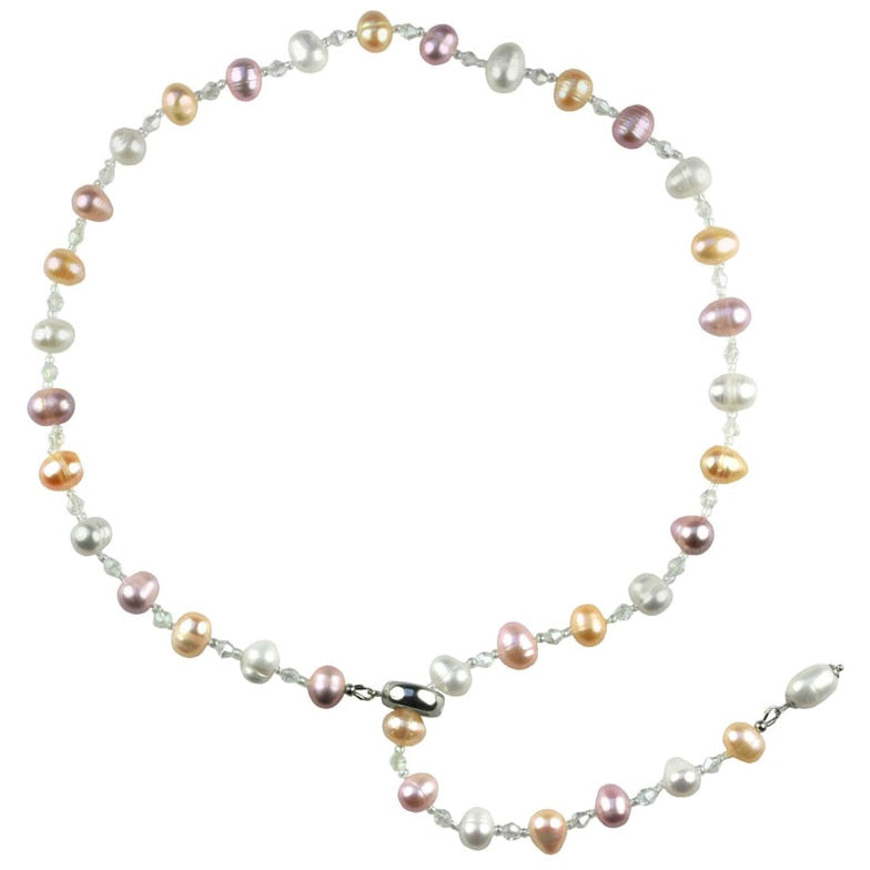 Zoetwater parelketting met pastel kleurige parels en magneetslot | Adjustable Pastel Color Pearl