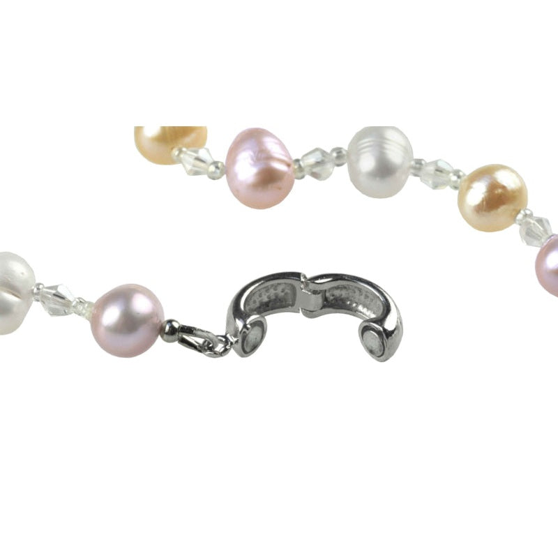 Magneetslotje van zoetwater parelketting met pastel kleurige parels | Adjustable Pastel Color Pearl