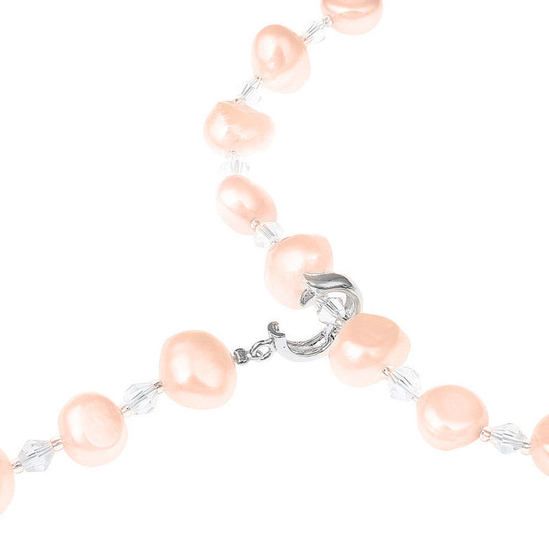 Slotje van verstelbare zoetwater parelketting met zalm kleurige parels | Adjustable Pearl Peach
