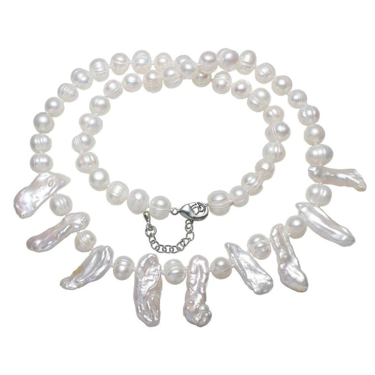 Handgeknoopte zoetwater parelketting met witte parels en sterling zilver (925) | Biwada