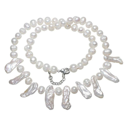 Handgeknoopte zoetwater parelketting met witte parels en sterling zilver (925) | Biwada
